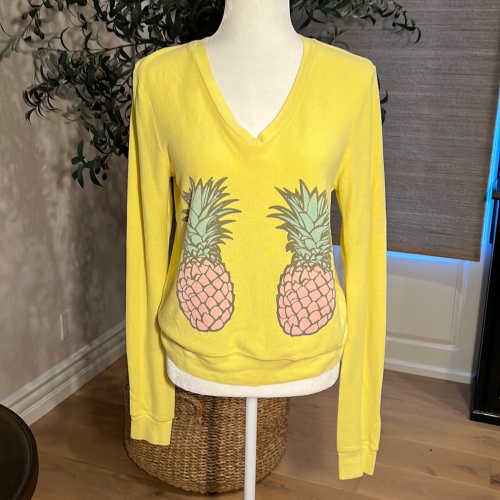 Wildfox Pineapple Graphic Oversized Pullover size XS